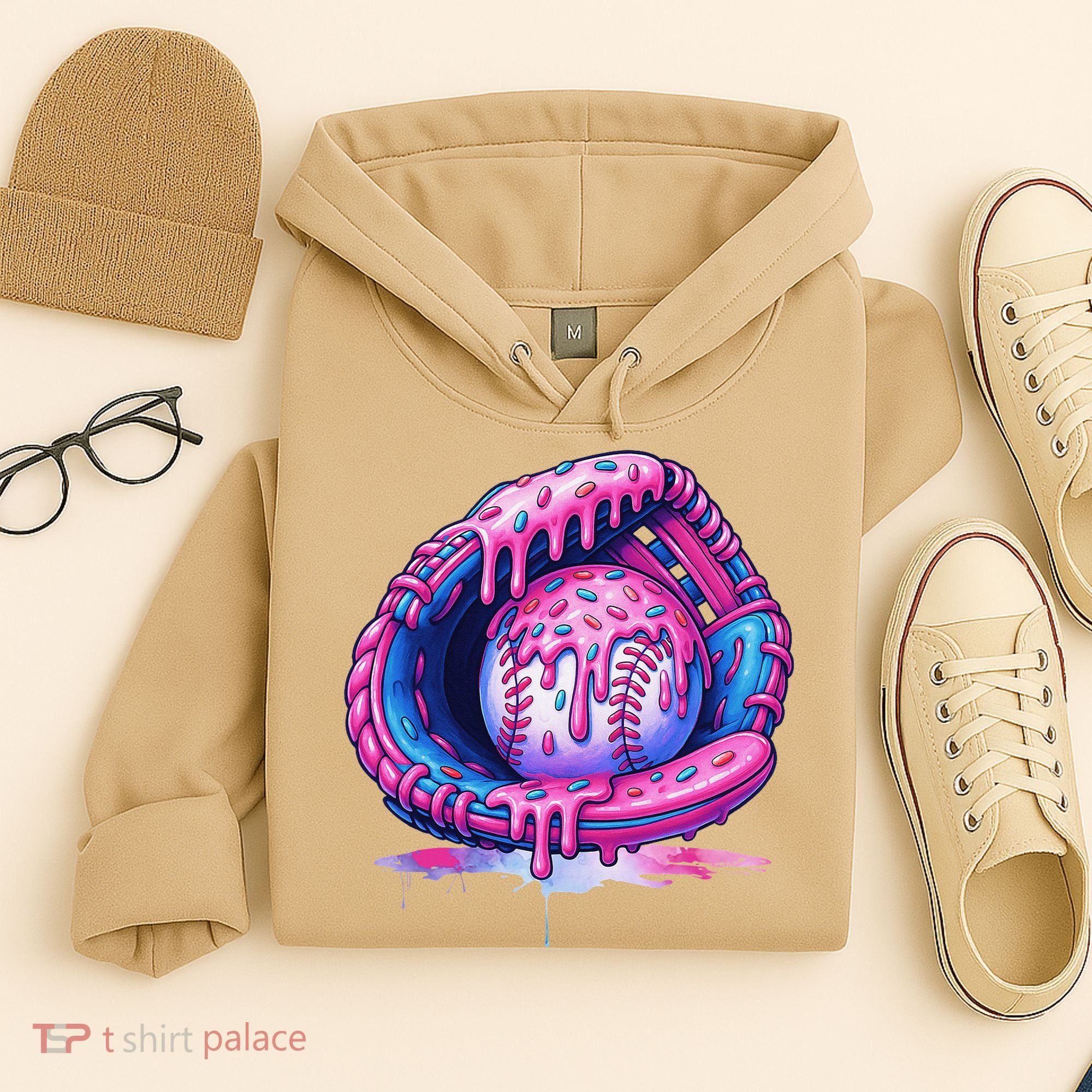 Baseball Drip Ice Cream Sprinkles Baseball Glove Hoodie