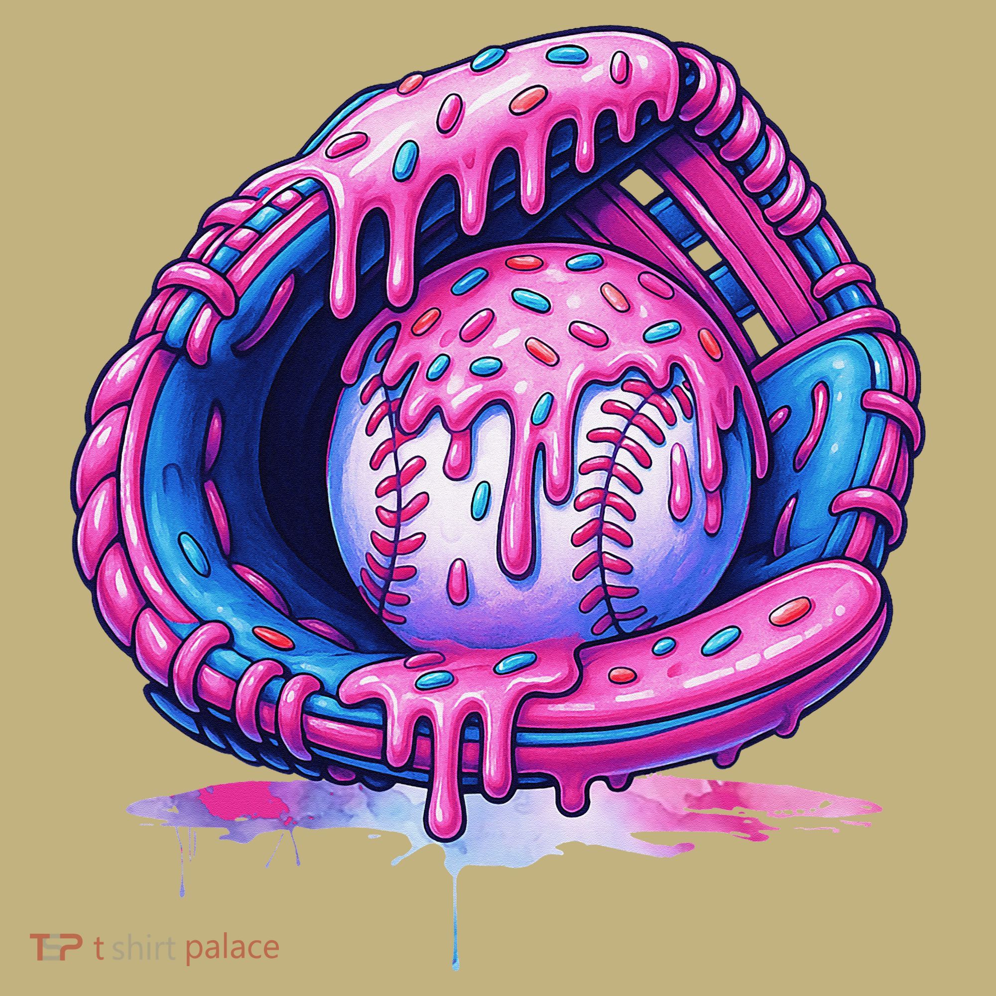 Baseball Drip Ice Cream Sprinkles Baseball Glove Long Sleeve Shirt