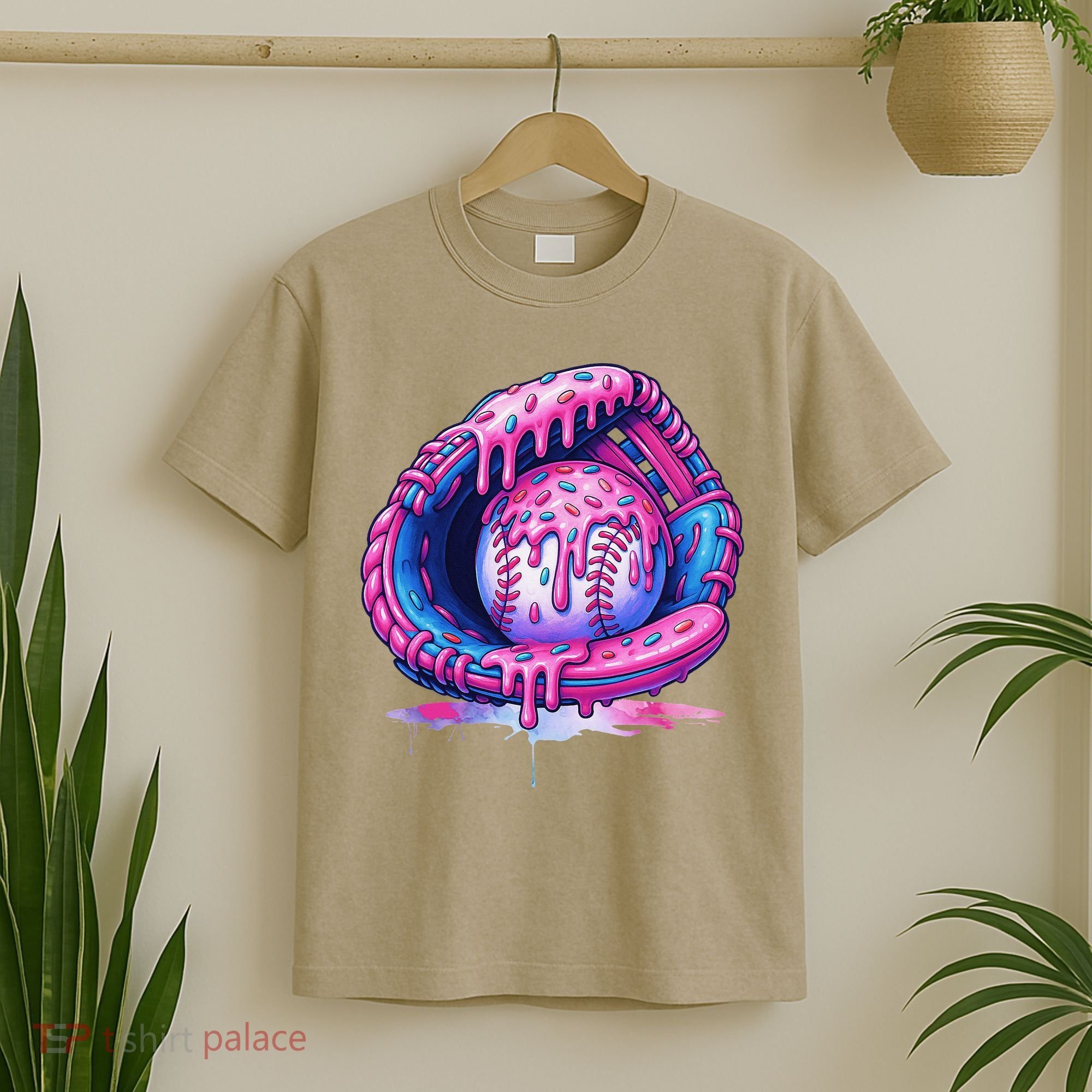 Baseball Drip Ice Cream Sprinkles Baseball Glove T-Shirt