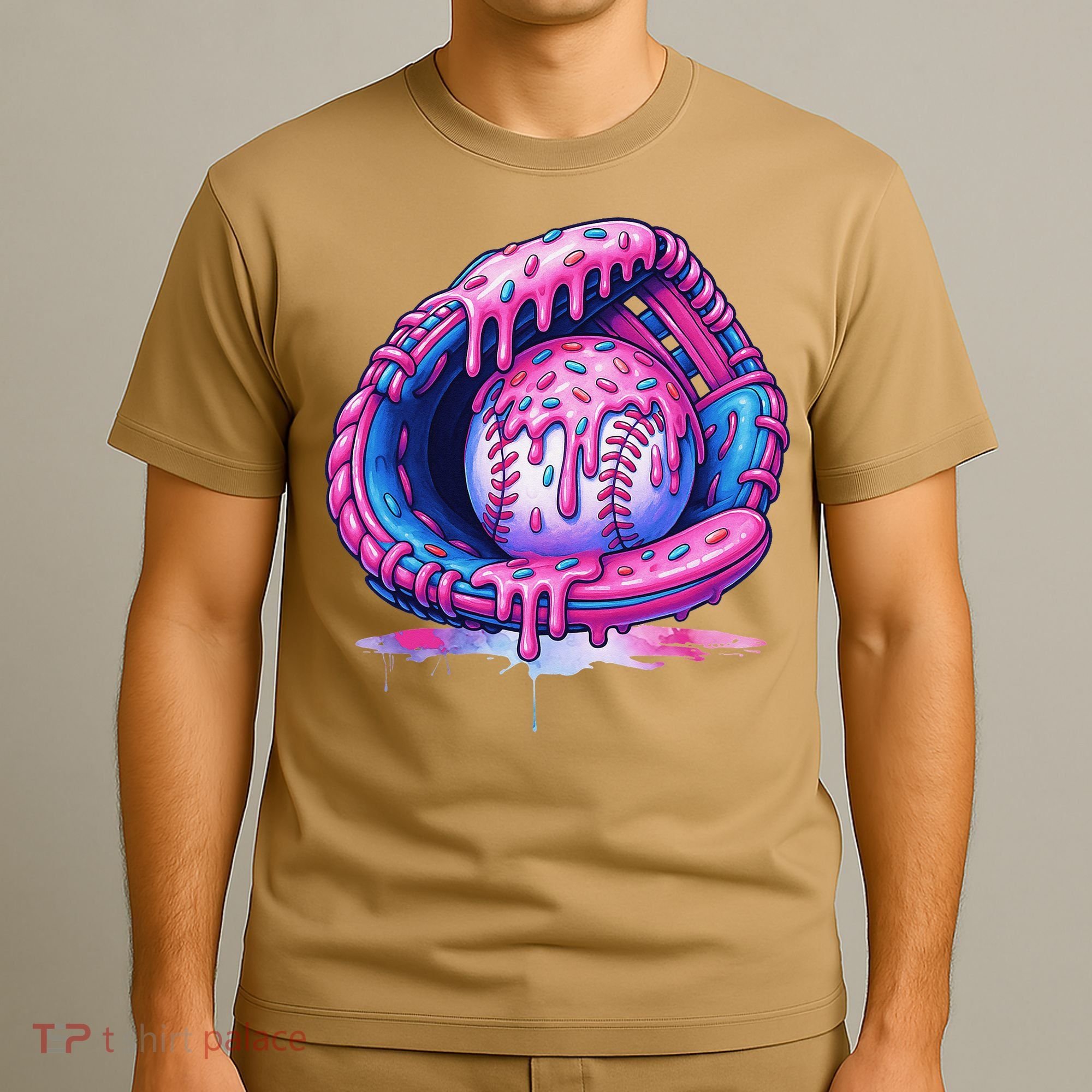 Baseball Drip Ice Cream Sprinkles Baseball Glove T-Shirt