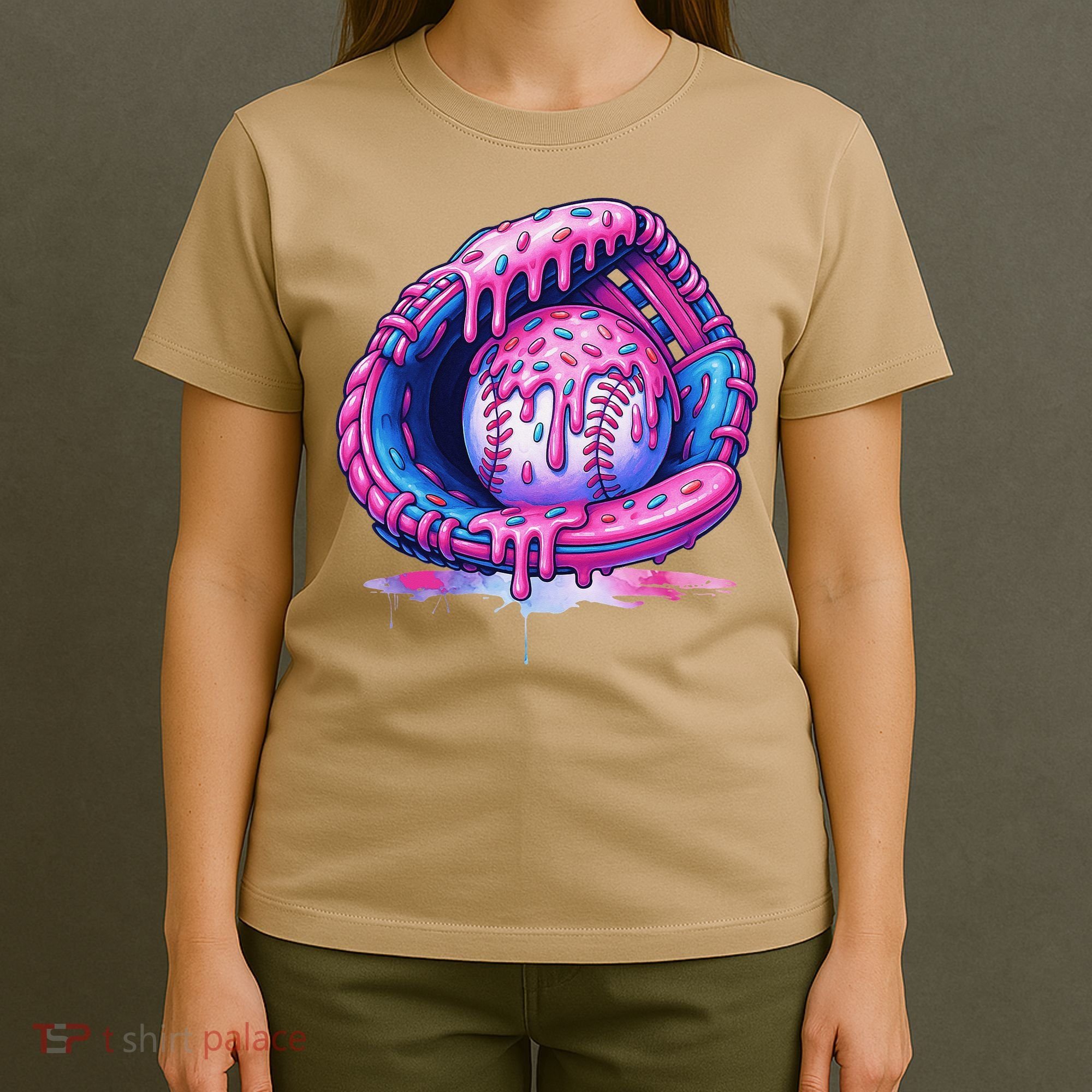 Baseball Drip Ice Cream Sprinkles Baseball Glove T-Shirt