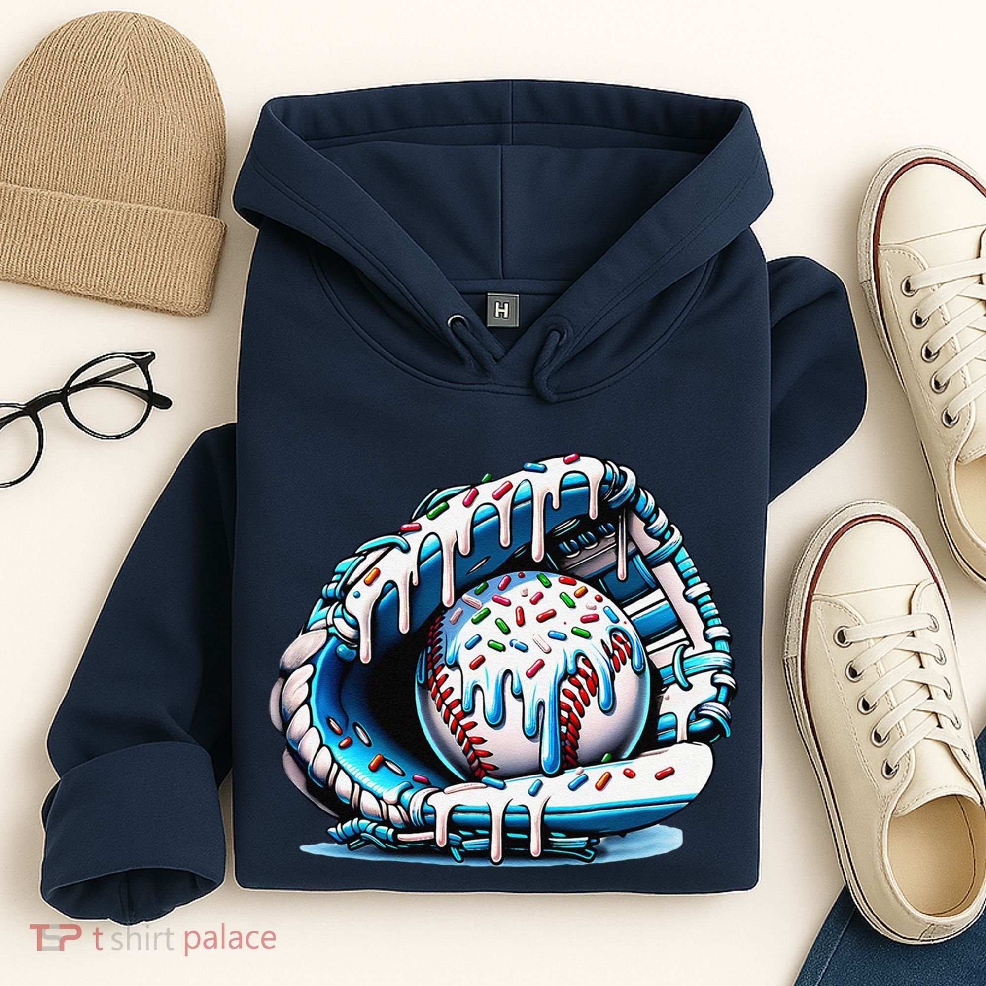 Baseball Drip Ice Cream Sprinkles Glove Hoodie