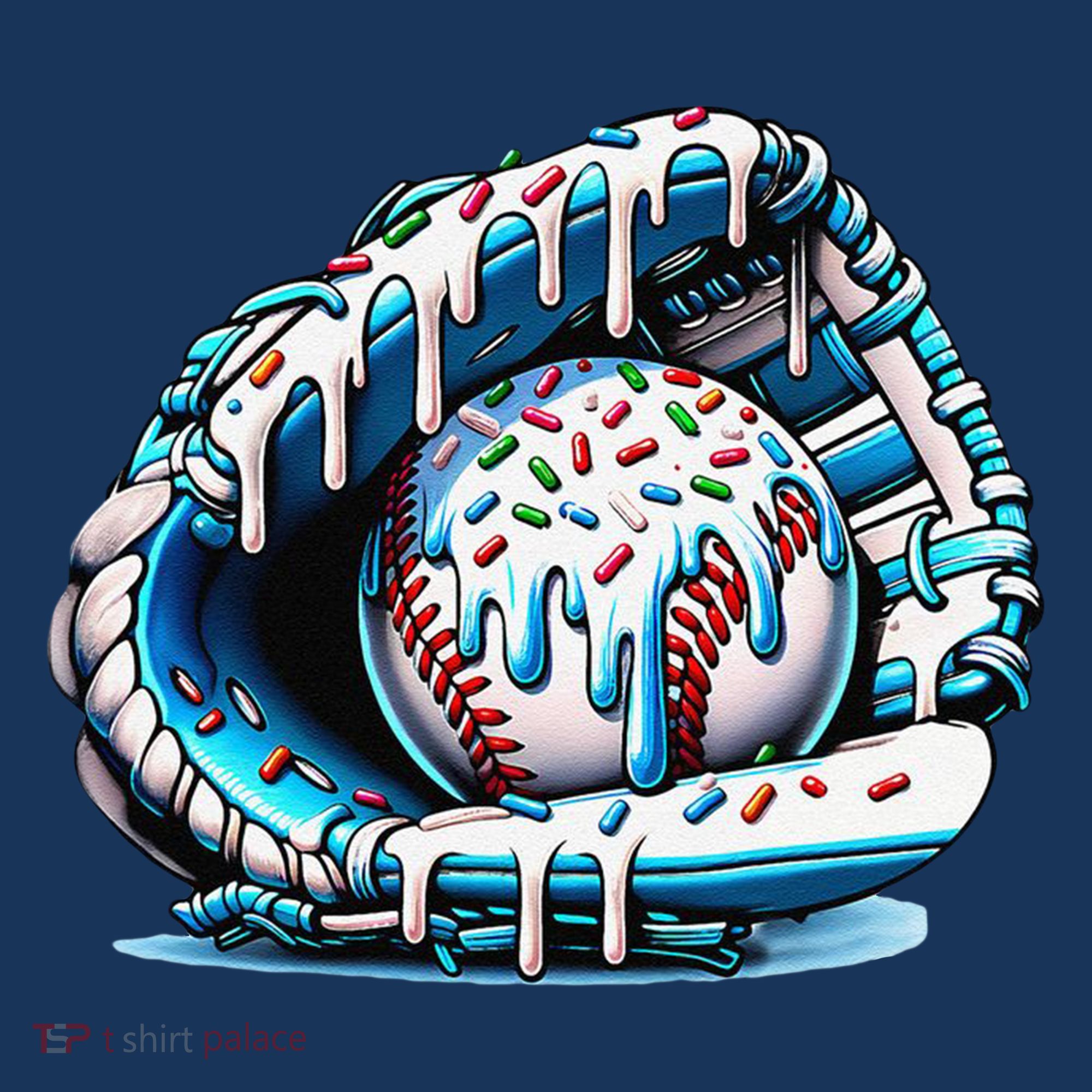 Baseball Drip Ice Cream Sprinkles Glove T-Shirt