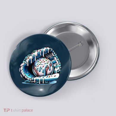 Baseball Drip Ice Cream Sprinkles Glove Button