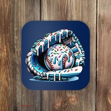 Baseball Drip Ice Cream Sprinkles Glove Coaster
