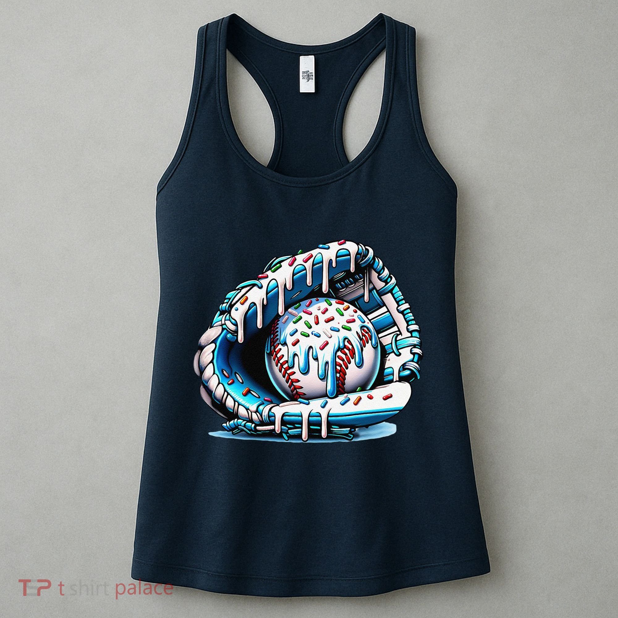 Baseball Drip Ice Cream Sprinkles Glove Women's Tank Top