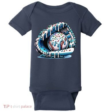 Baseball Drip Ice Cream Sprinkles Glove Baby Bodysuit