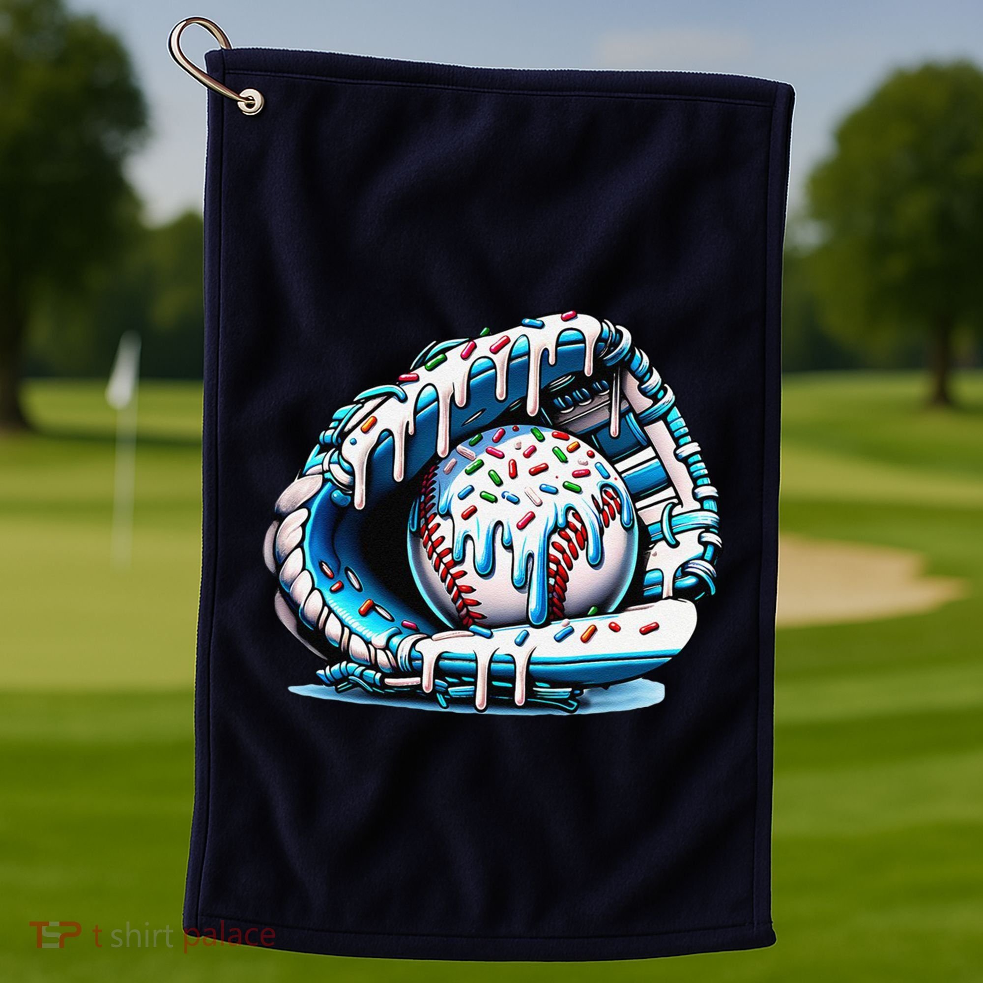 Baseball Drip Ice Cream Sprinkles Glove Golf Towel