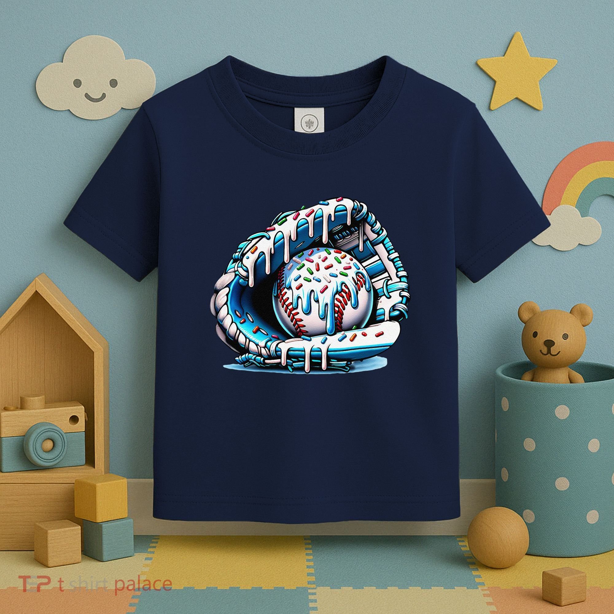 Baseball Drip Ice Cream Sprinkles Glove Toddler T-Shirt
