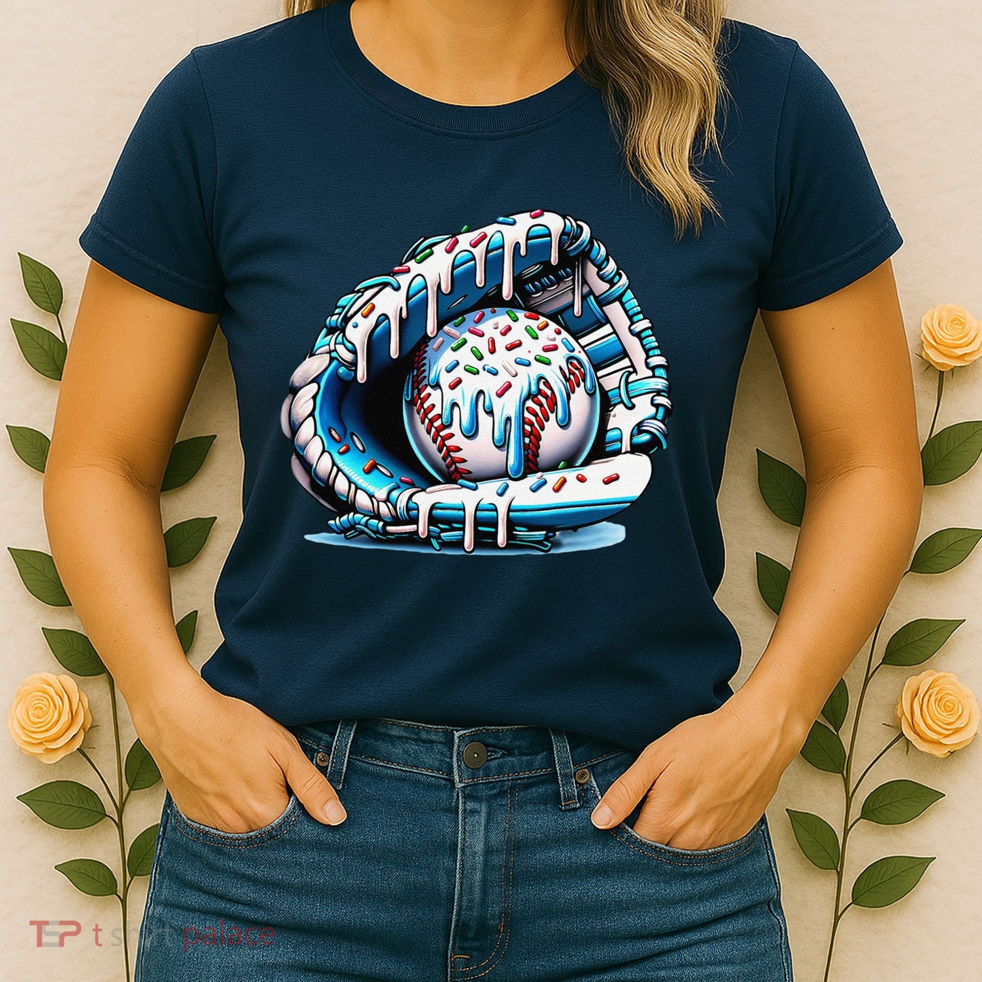 Baseball Drip Ice Cream Sprinkles Glove Women's T-Shirt