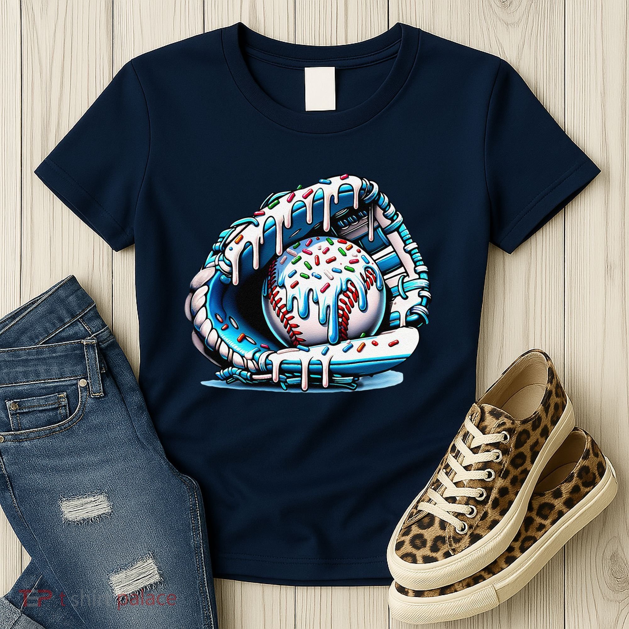 Baseball Drip Ice Cream Sprinkles Glove Women's T-Shirt