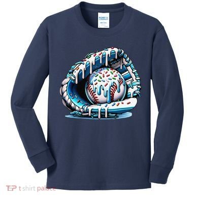 Baseball Drip Ice Cream Sprinkles Glove Kids Long Sleeve Shirt