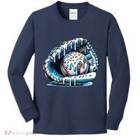 Baseball Drip Ice Cream Sprinkles Glove Kids Long Sleeve Shirt thumb 0