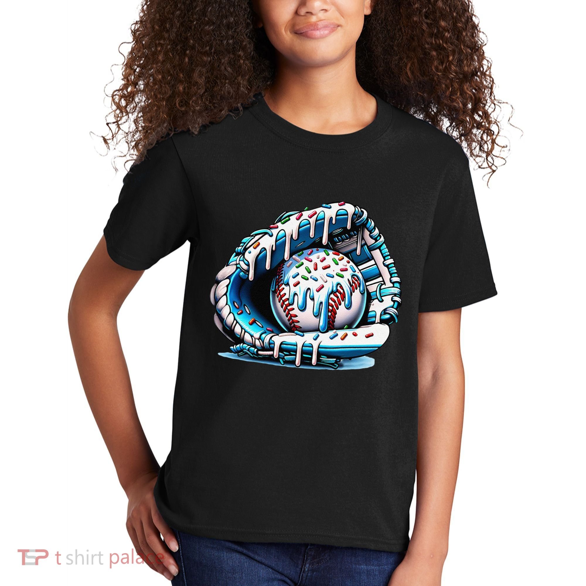 Baseball Drip Ice Cream Sprinkles Glove Kids T-Shirt