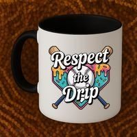 Baseball Drip Ice Cream Dripping Respect The Drip Coffee Mug thumb 2