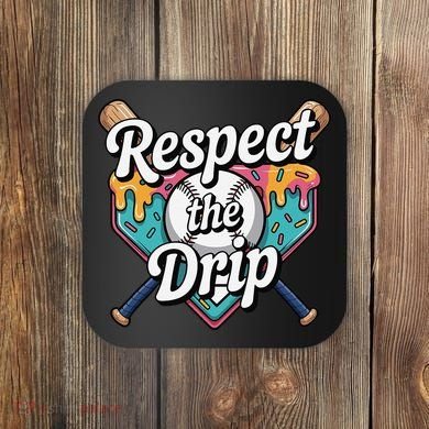 Baseball Drip Ice Cream Dripping Respect The Drip Coaster