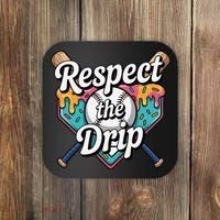 Baseball Drip Ice Cream Dripping Respect The Drip Coaster thumb 0