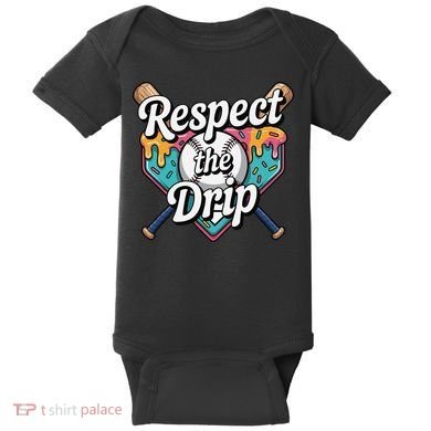 Baseball Drip Ice Cream Dripping Respect The Drip Baby Bodysuit