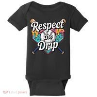 Baseball Drip Ice Cream Dripping Respect The Drip Baby Bodysuit thumb 0