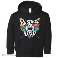 Baseball Drip Ice Cream Dripping Respect The Drip Toddler Hoodie thumb 0