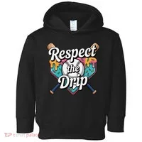 Baseball Drip Ice Cream Dripping Respect The Drip Toddler Hoodie thumb 0