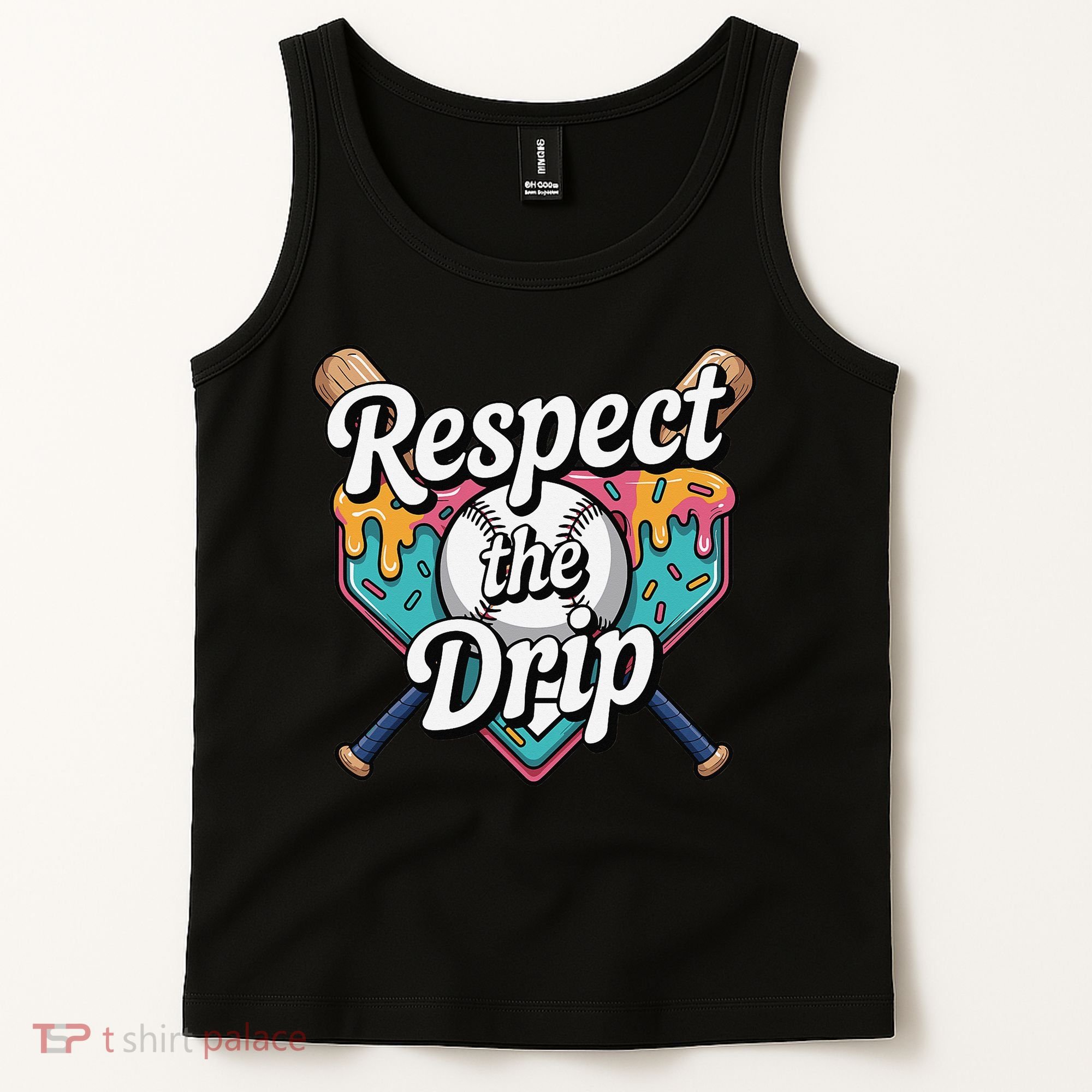 Baseball Drip Ice Cream Dripping Respect The Drip Tank Top
