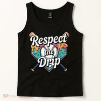 Baseball Drip Ice Cream Dripping Respect The Drip Tank Top thumb 2