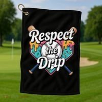 Baseball Drip Ice Cream Dripping Respect The Drip Golf Towel thumb 1