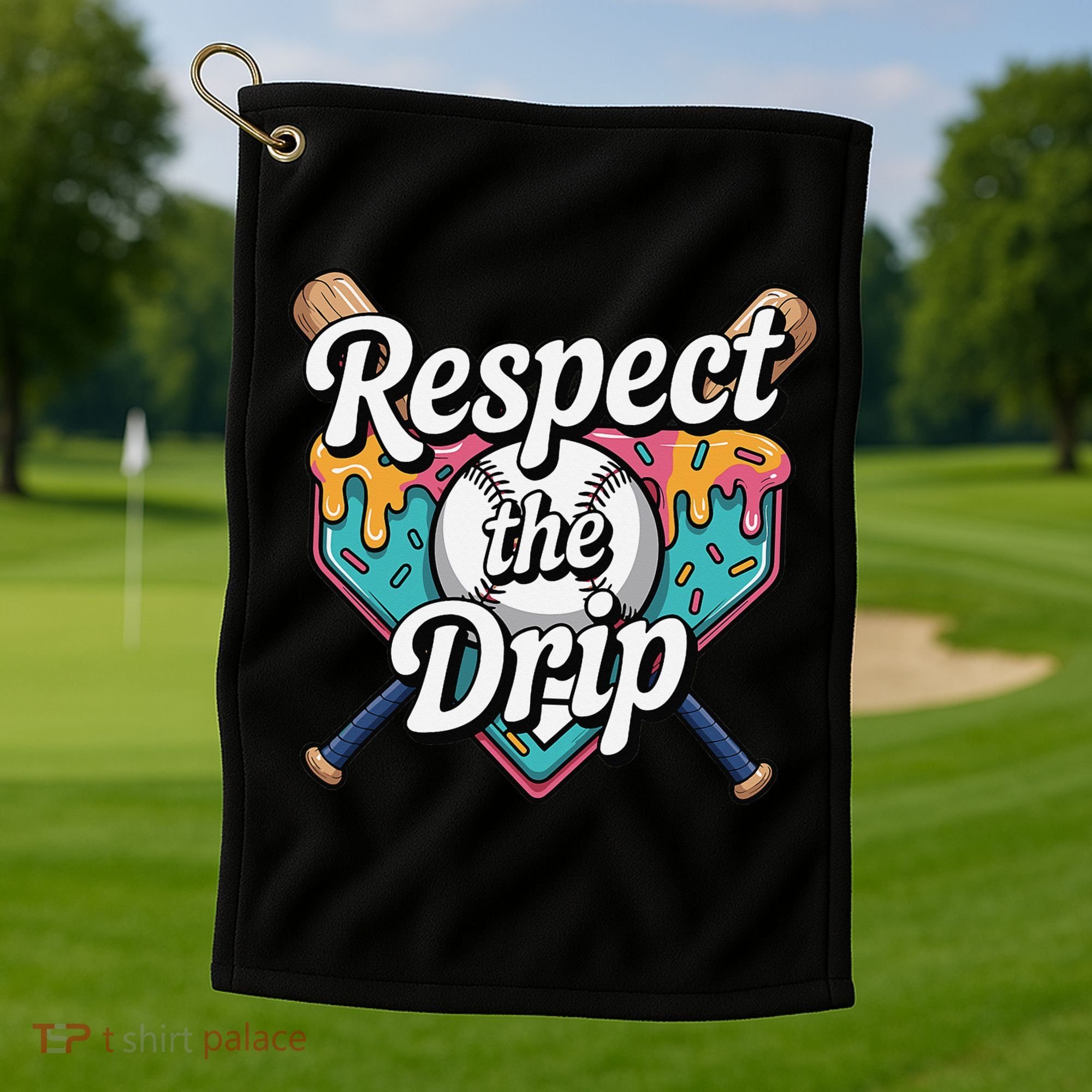 Baseball Drip Ice Cream Dripping Respect The Drip Golf Towel
