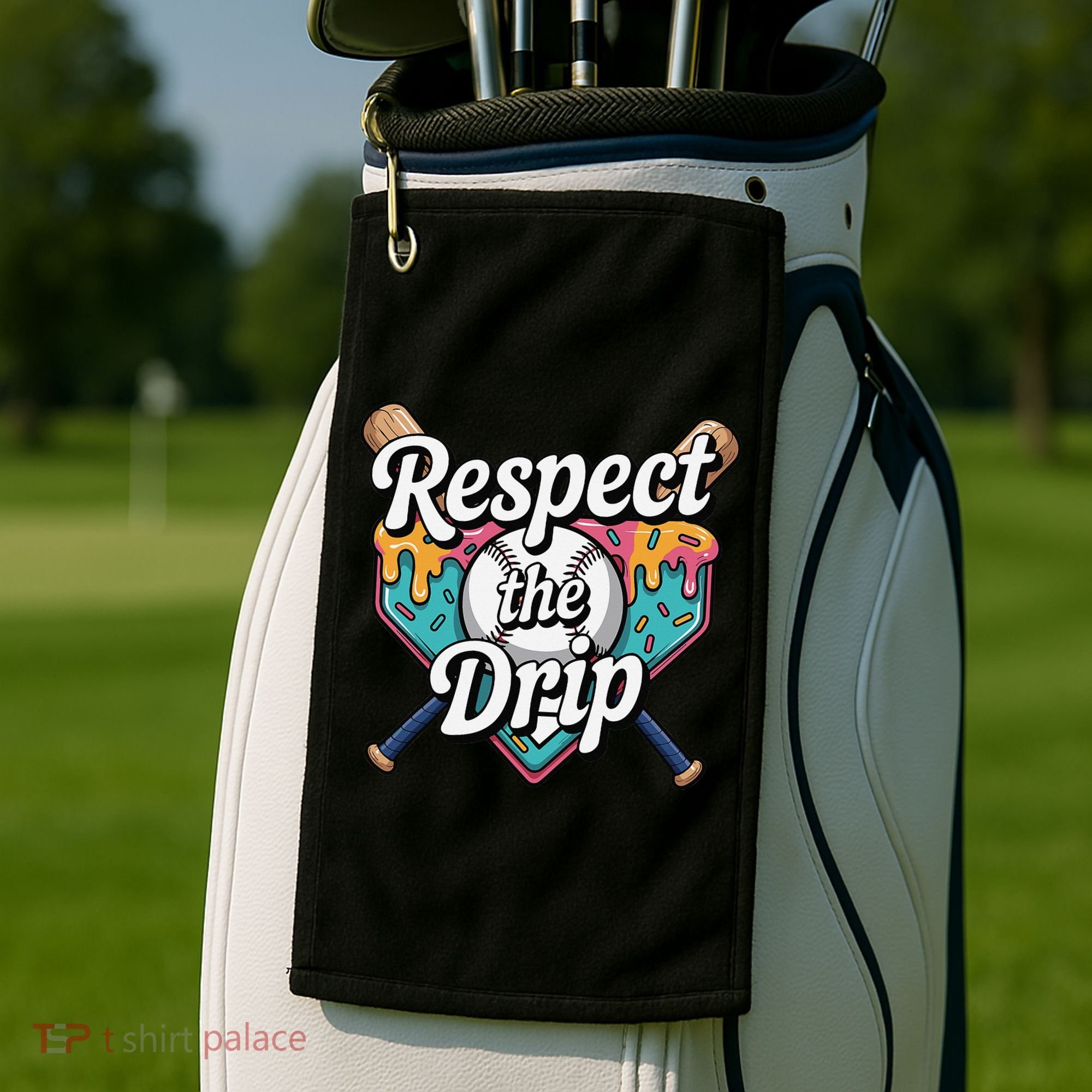 Baseball Drip Ice Cream Dripping Respect The Drip Golf Towel