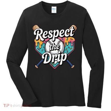 Baseball Drip Ice Cream Dripping Respect The Drip Women's Long Sleeve Shirt