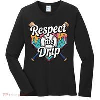 Baseball Drip Ice Cream Dripping Respect The Drip Women's Long Sleeve Shirt thumb 0