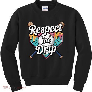 Baseball Drip Ice Cream Dripping Respect The Drip Kids Sweatshirt