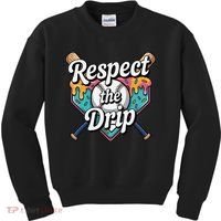 Baseball Drip Ice Cream Dripping Respect The Drip Kids Sweatshirt thumb 0