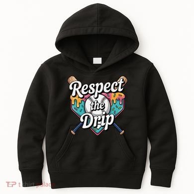 Baseball Drip Ice Cream Dripping Respect The Drip Kids Hoodie