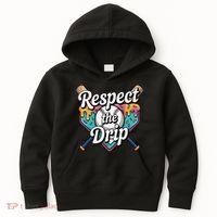 Baseball Drip Ice Cream Dripping Respect The Drip Kids Hoodie thumb 0
