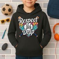 Baseball Drip Ice Cream Dripping Respect The Drip Kids Hoodie thumb 2