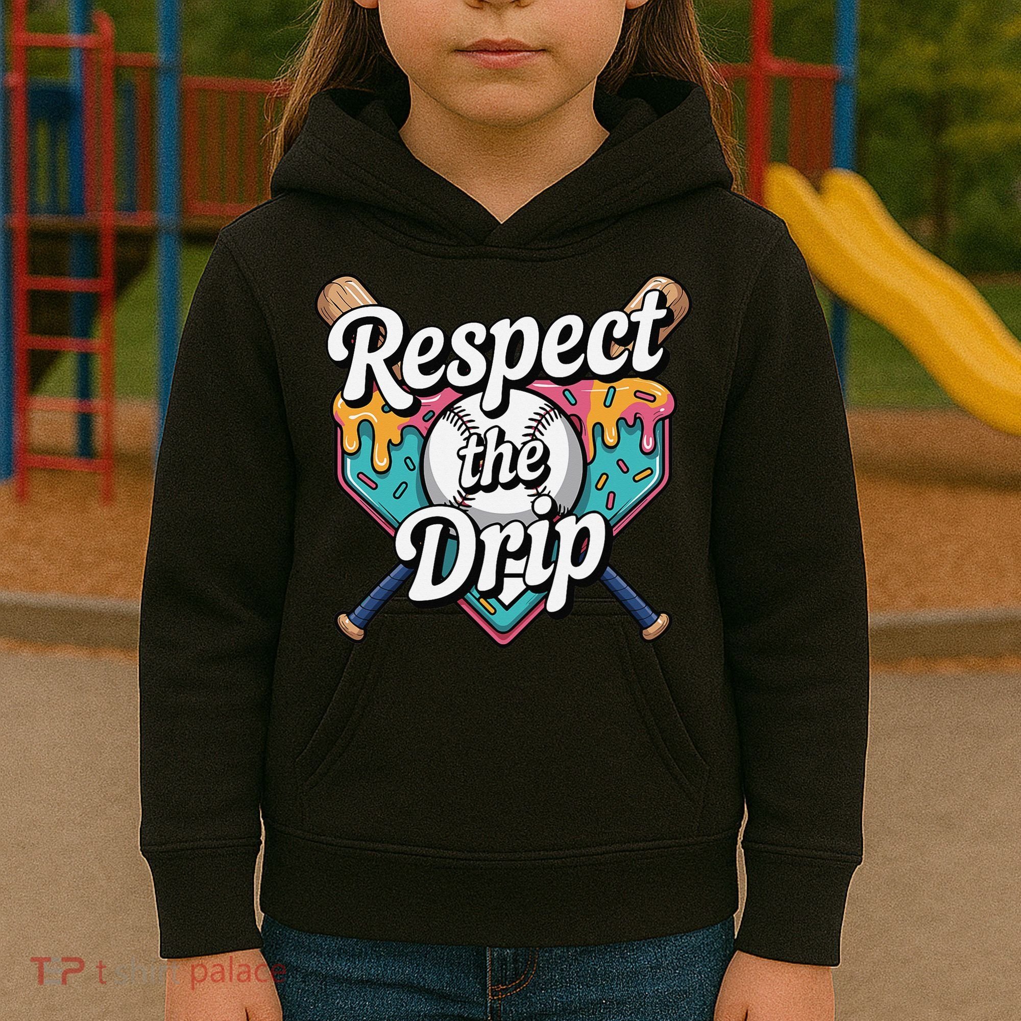 Baseball Drip Ice Cream Dripping Respect The Drip Kids Hoodie