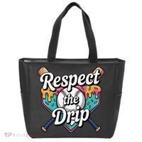 Baseball Drip Ice Cream Dripping Respect The Drip Tote Bag thumb 0