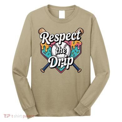 Baseball Drip Ice Cream Dripping Respect The Drip Long Sleeve Shirt
