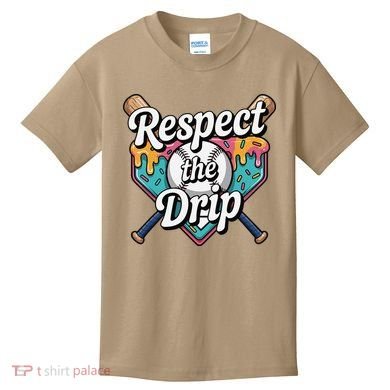 Baseball Drip Ice Cream Dripping Respect The Drip Kids T-Shirt