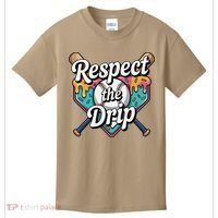 Baseball Drip Ice Cream Dripping Respect The Drip Kids T-Shirt thumb 0