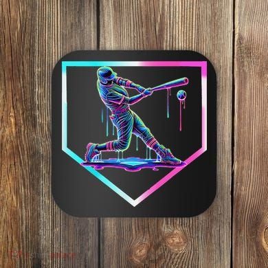Baseball Drip Ice Cream Baseball Home Plate Baseball Coaster