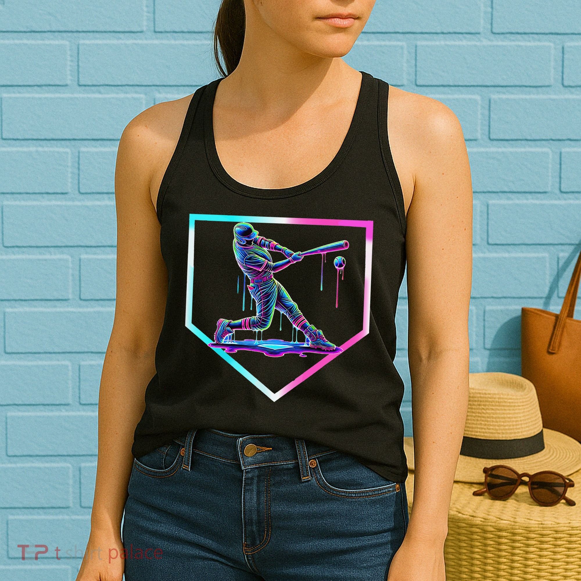 Baseball Drip Ice Cream Baseball Home Plate Baseball Women's Tank Top