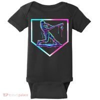 Baseball Drip Ice Cream Baseball Home Plate Baseball Baby Bodysuit thumb 0
