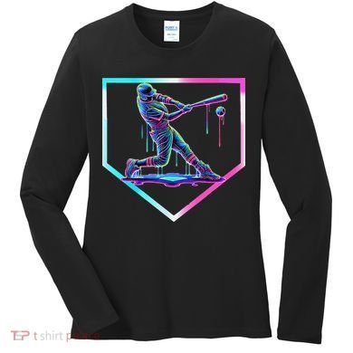 Baseball Drip Ice Cream Baseball Home Plate Baseball Women's Long Sleeve Shirt