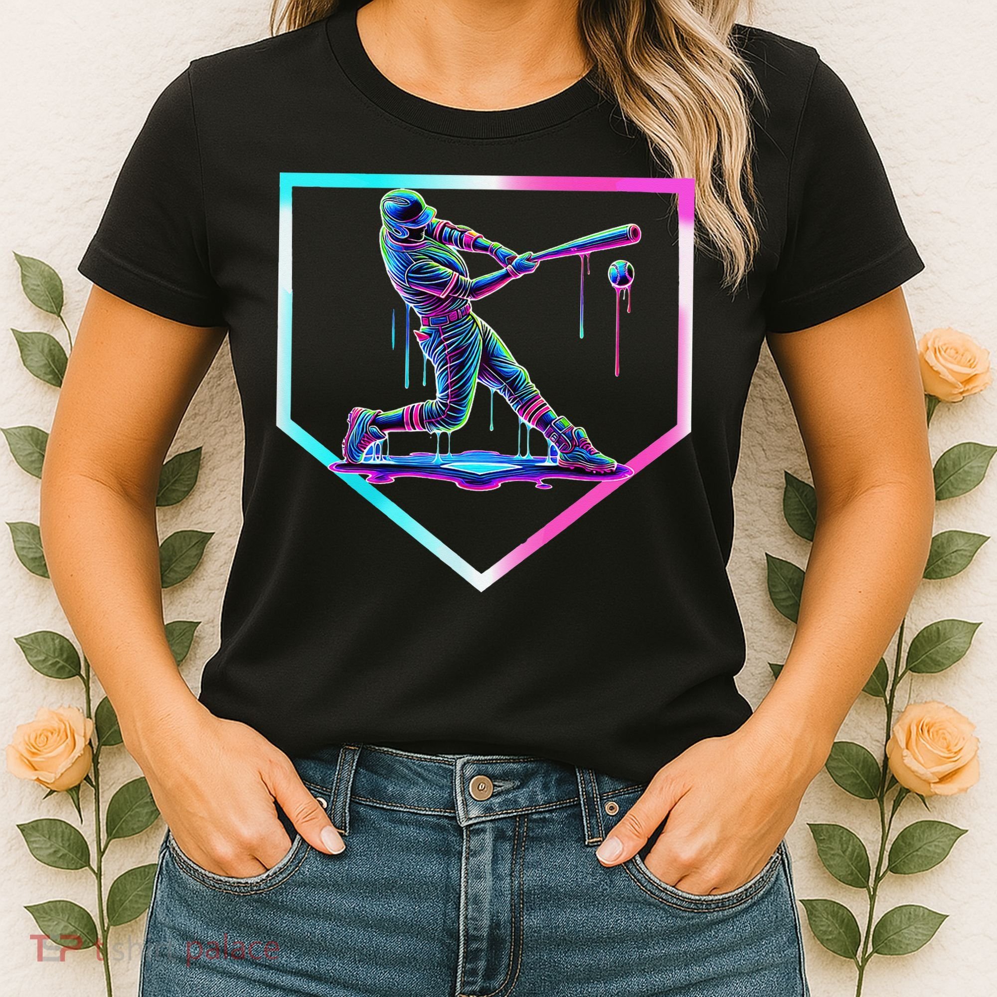 Baseball Drip Ice Cream Baseball Home Plate Baseball Women's T-Shirt