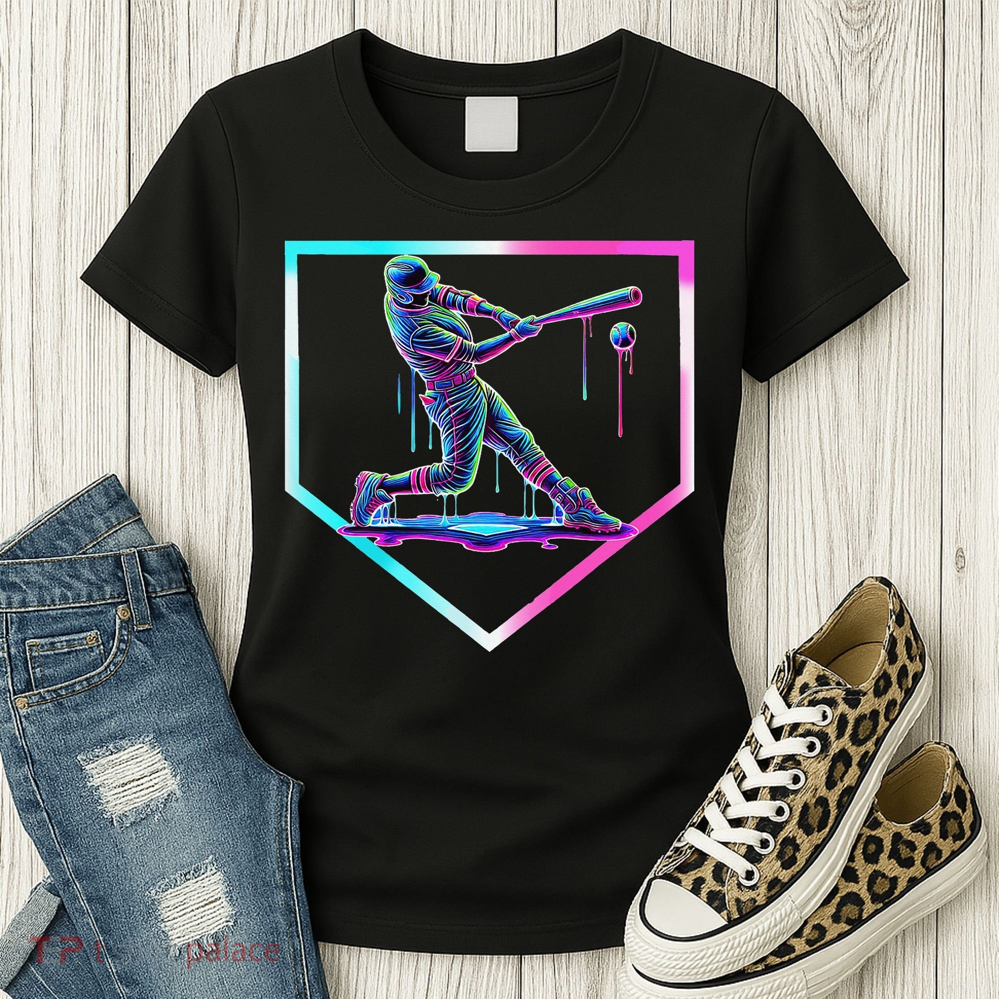 Baseball Drip Ice Cream Baseball Home Plate Baseball Women's T-Shirt