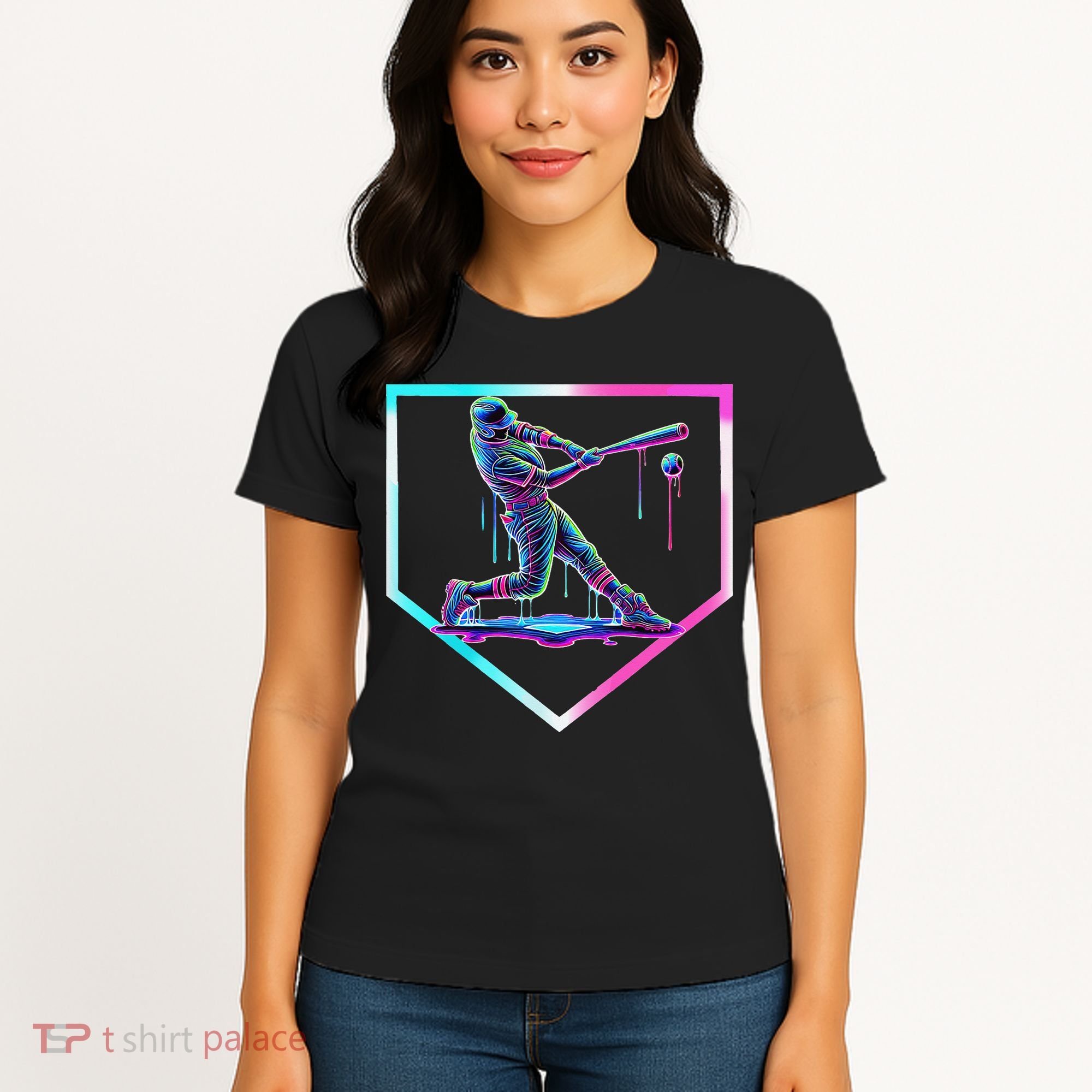 Baseball Drip Ice Cream Baseball Home Plate Baseball Women's T-Shirt