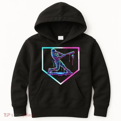 Baseball Drip Ice Cream Baseball Home Plate Baseball Kids Hoodie